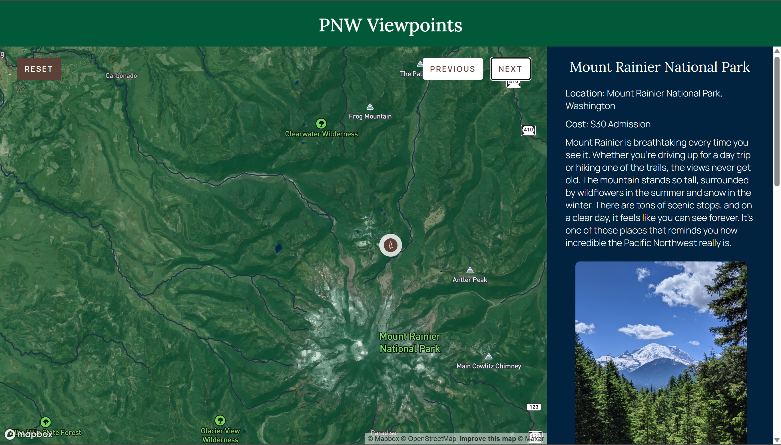 PNW Viewpoints interactive map